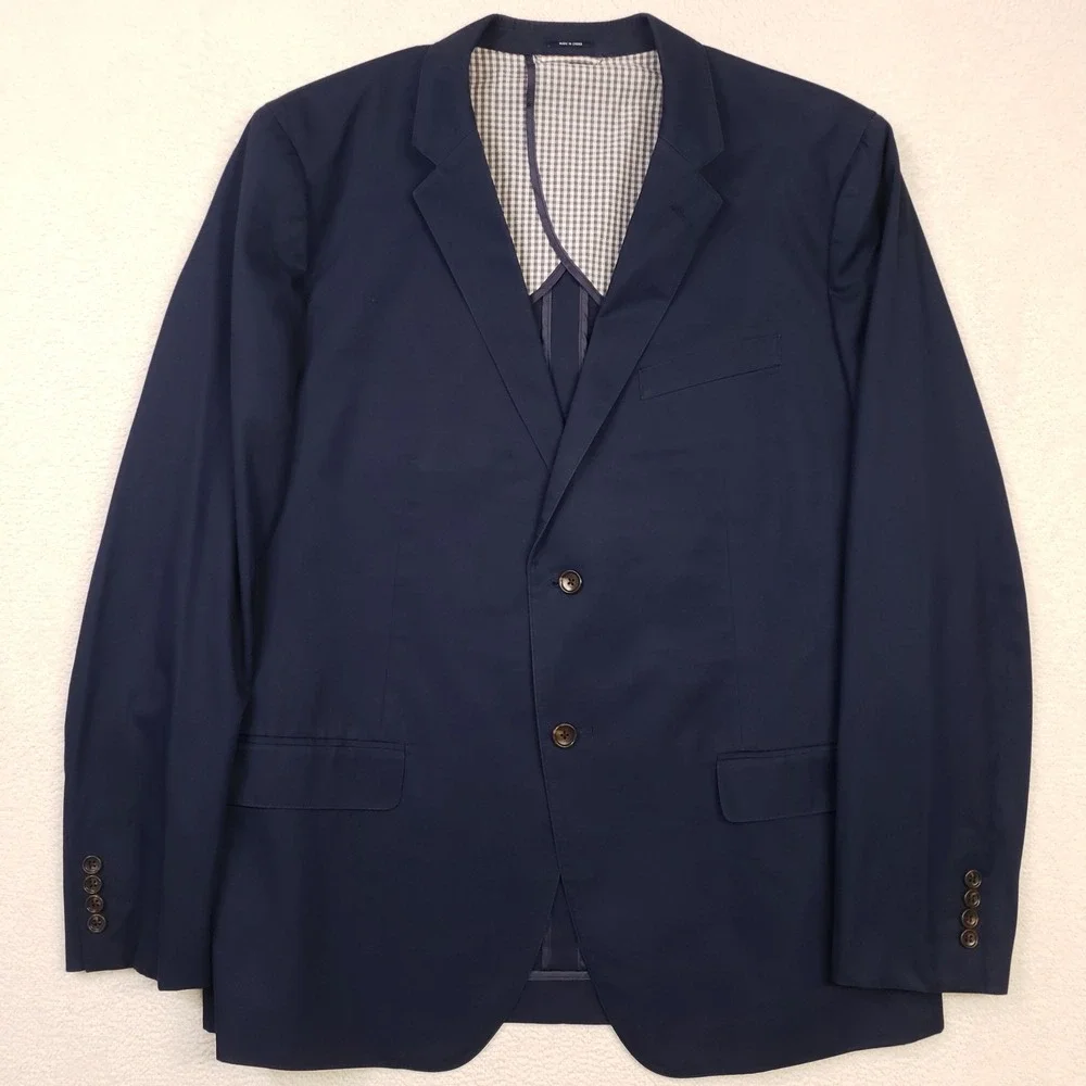 Bonobos Blazer Mens 46R Navy Blue Cotton Standard Fit Partially Lined Sport Coat